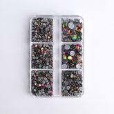 Mixed Sizes 6 Grid Box Rainbow Glass HotFix Rhinestones For Clothing DIY WholesaleRhinestone
